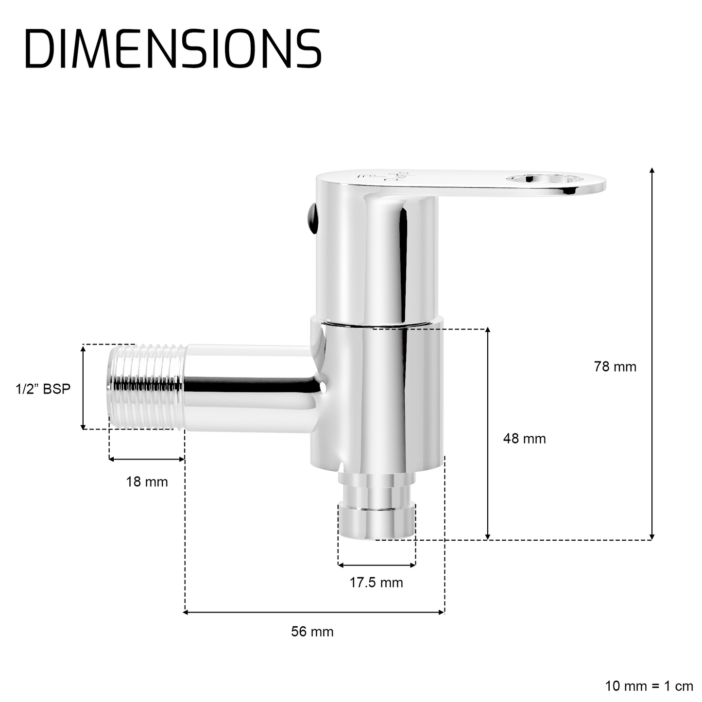 Pixaflo Admix Brass Washing Machine Tap with Wall Flange Combo | Chrome Finish | Pack of 2