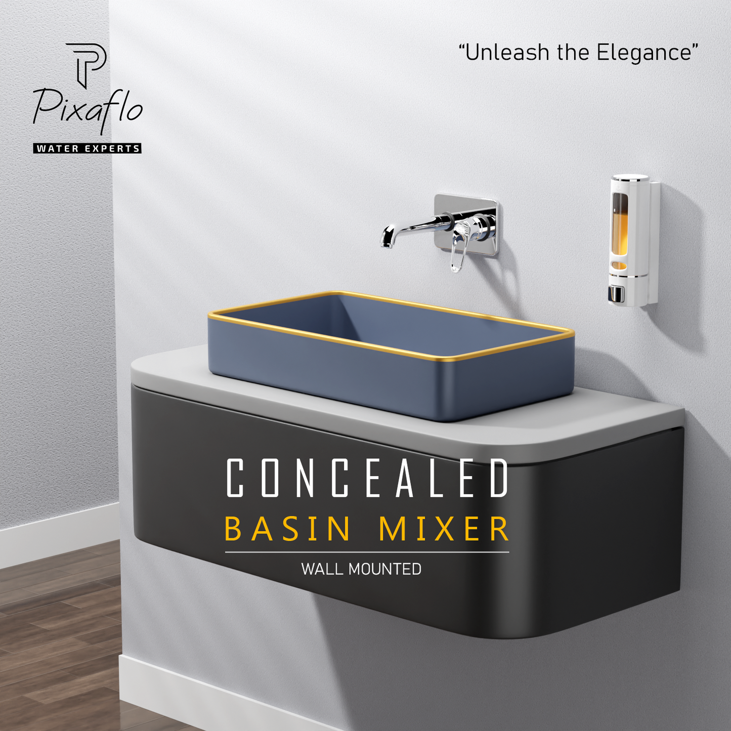 Pixaflo Aquamax Brass Concealed Single Lever Chrome Basin Mixer with Exposed Parts Kit | Complete Set