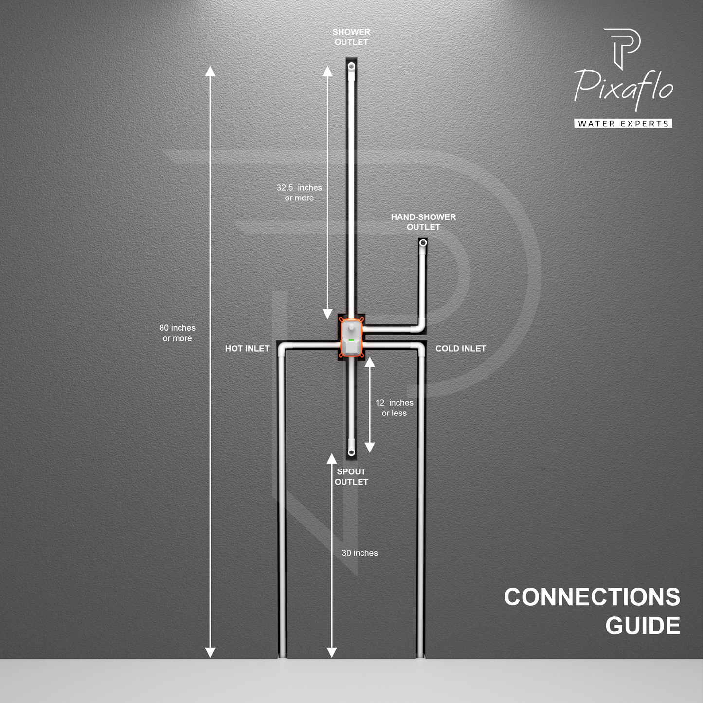 Pixaflo Brass Single Lever 3 Outlet 2 Inlet Diverter Full Set | Chrome | Tic-Tac | Crux