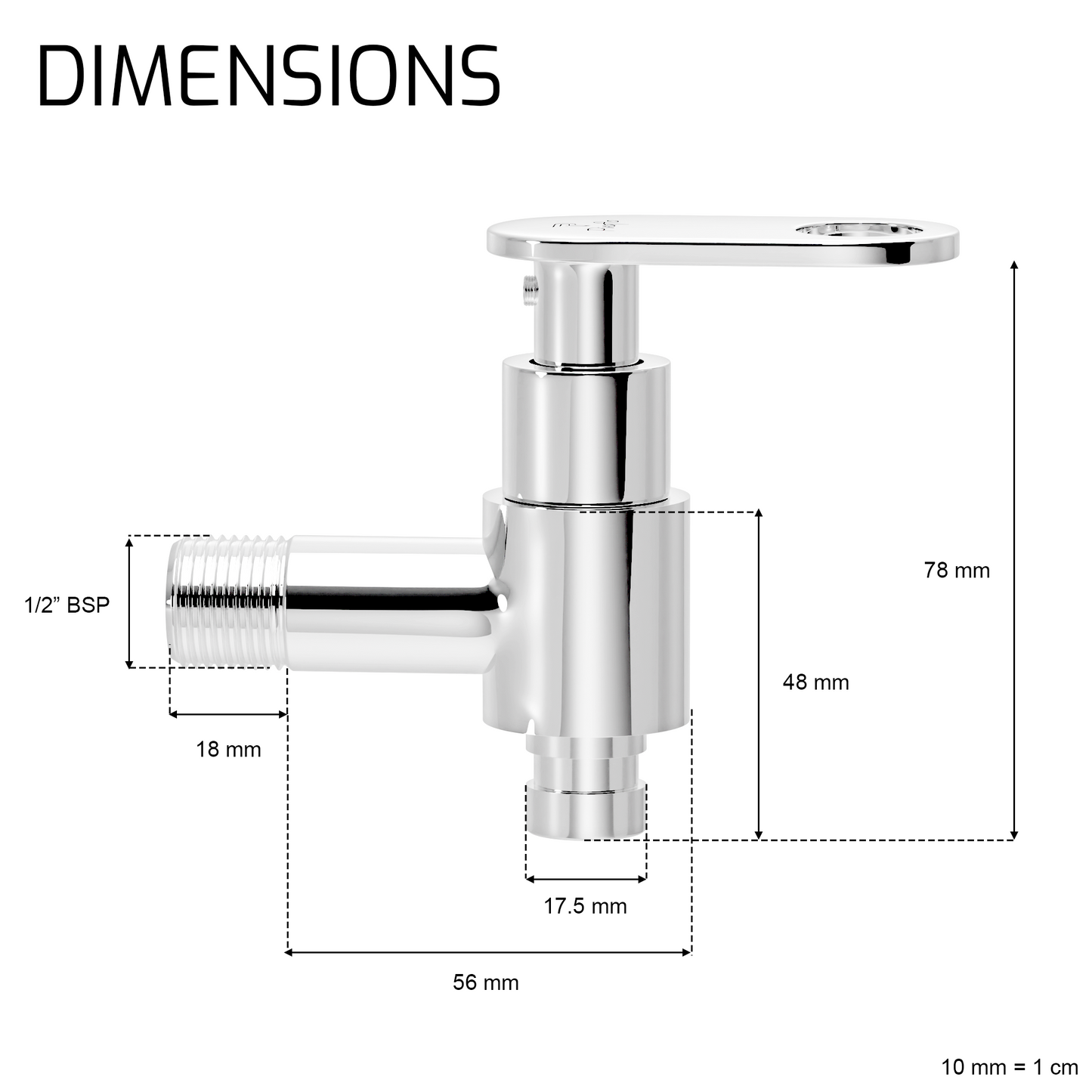 Pixaflo Curio Brass Washing Machine Tap with Wall Flange Combo | Chrome Finish | Pack of 2
