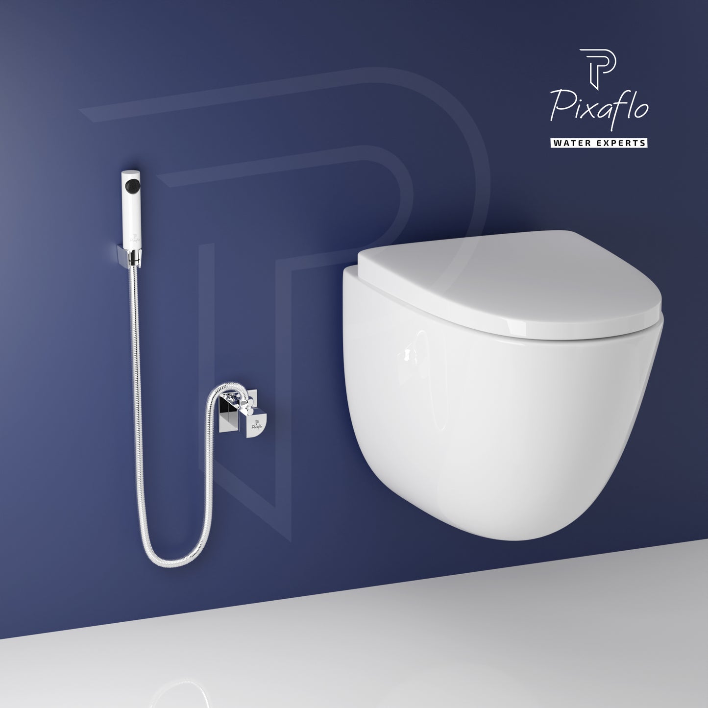 Pixaflo Extant Brass Angle Valve Combo | Stop Cock with Wall Flange | Chrome Finish | Pack of 2