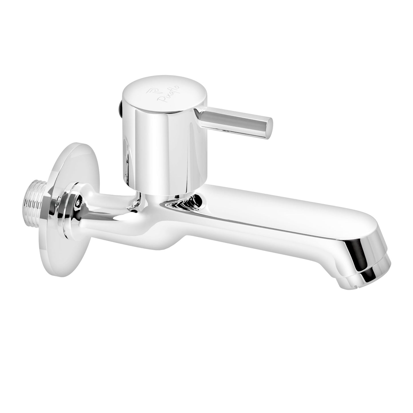 Pixaflo Florent Brass Long Body Bib Cock Tap with Wall Flange | Chrome