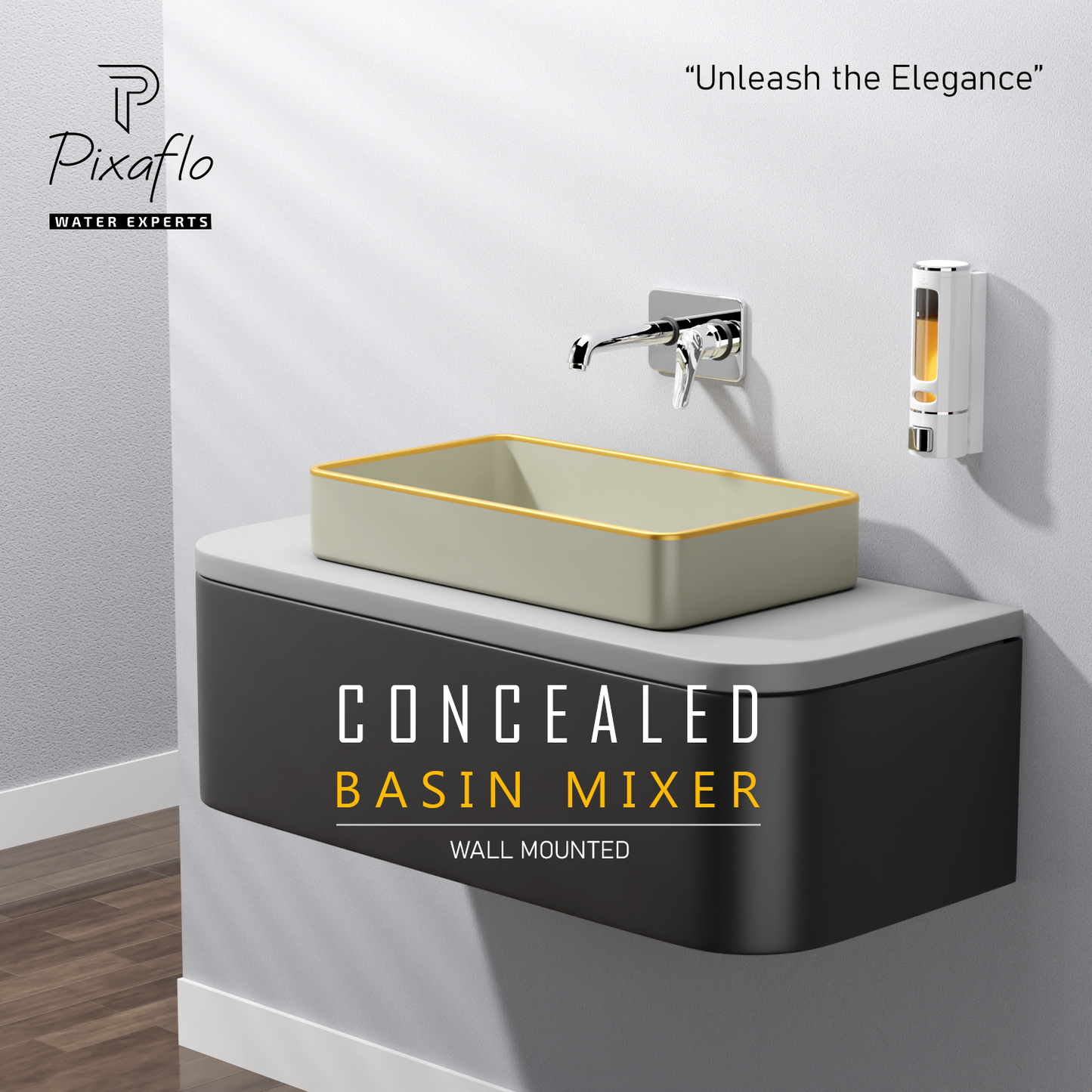 Pixaflo Infix Brass Concealed Single Lever Chrome Basin Mixer with Exposed Parts Kit | Complete Set