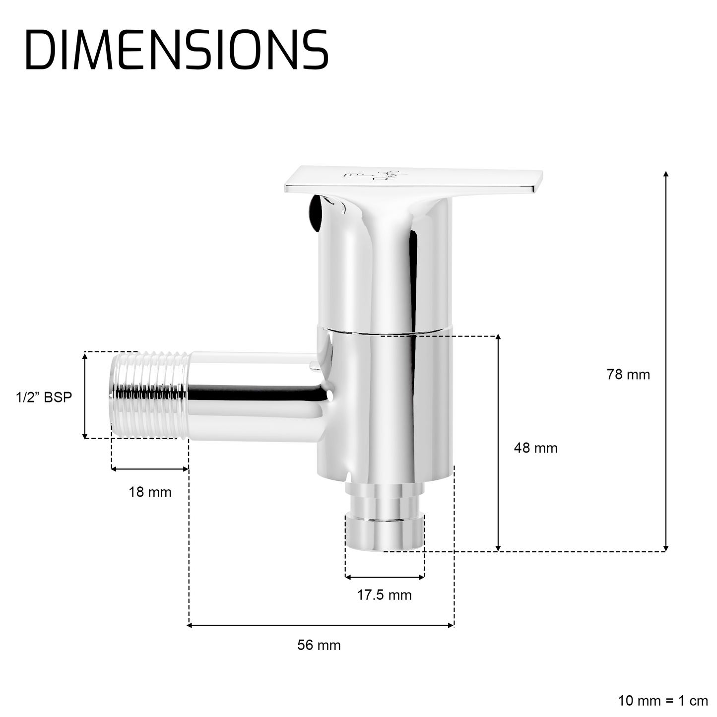 Pixaflo Sea Brass Washing Machine Tap with Wall Flange Combo | Chrome Finish | Pack of 2
