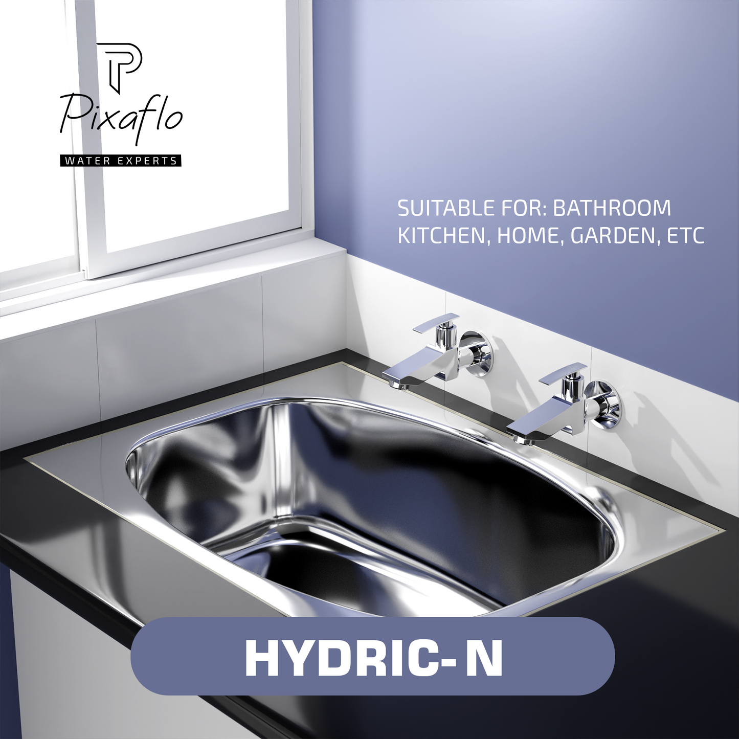 Pixaflo Hydric-N Brass Long Body Bib Cock Tap with Wall Flange Combo | Chrome | Pack of 2