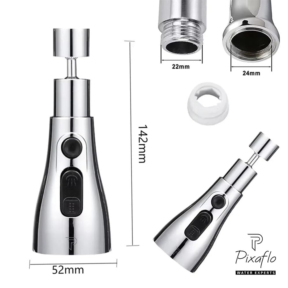 Pixaflo Tap Extender for Kitchen Sink | Flexible Faucet with Tap Extension for Convenient Use Upgrade Your Kitchen Sink with Flexible Tap for Easy Access | Faucet Splash Head