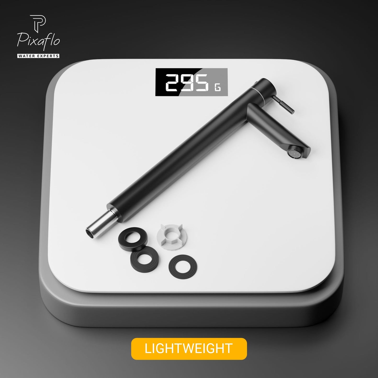 Pixaflo Florent SS-304 Extended Tall Body Pillar Cock 12" Tap for Wash Basin | Stainless Steel (Matte Black)