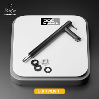 Pixaflo Florent SS-304 Extended Tall Body Pillar Cock 12" Tap for Wash Basin | Stainless Steel (Matte Black)