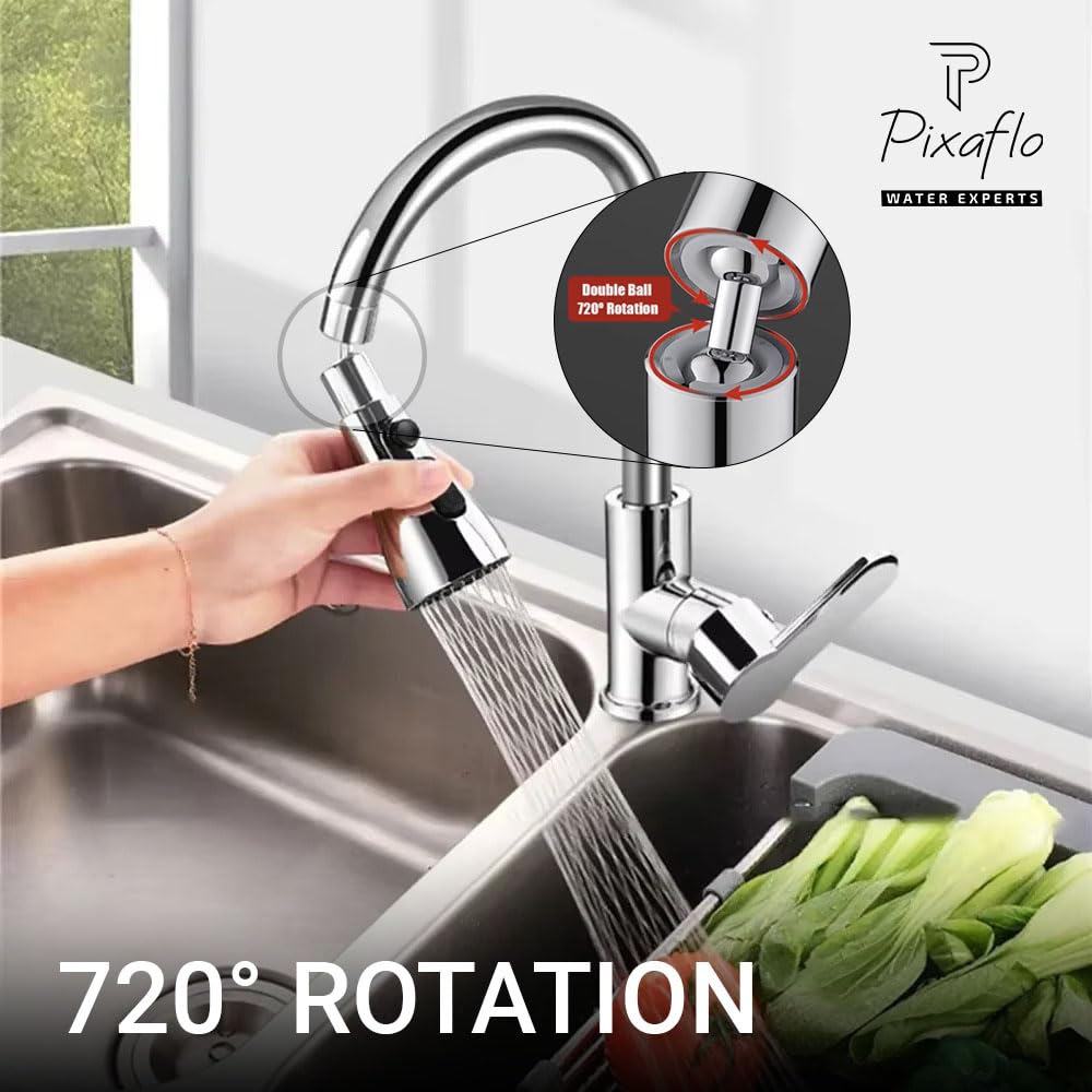 Pixaflo Tap Extender for Kitchen Sink | Flexible Faucet with Tap Extension for Convenient Use Upgrade Your Kitchen Sink with Flexible Tap for Easy Access | Faucet Splash Head