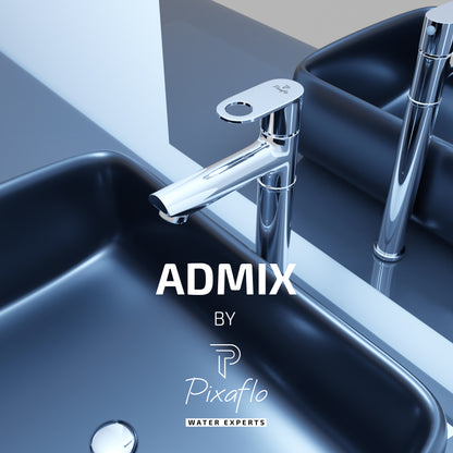 Pixaflo Admix Brass Extended Tall Body Pillar Cock 12 inch Tap for Wash Basin | Deck Mounted | Cold Water Tap (Not Hot & Cold Mixer) | Counter Top/Table Top Faucet | Foam Flow | Chrome Finish