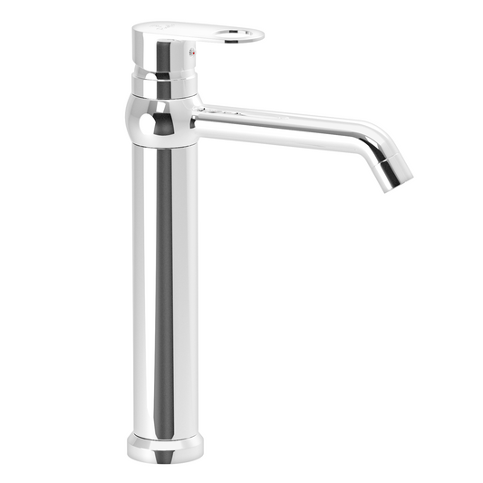 Pixaflo Admix-R Brass Extended Tall Body Hot & Cold Single Lever Basin Mixer 12 inch Tap with 360-Degree Swivel Spout and 24 inches Long Braided Hoses | Chrome
