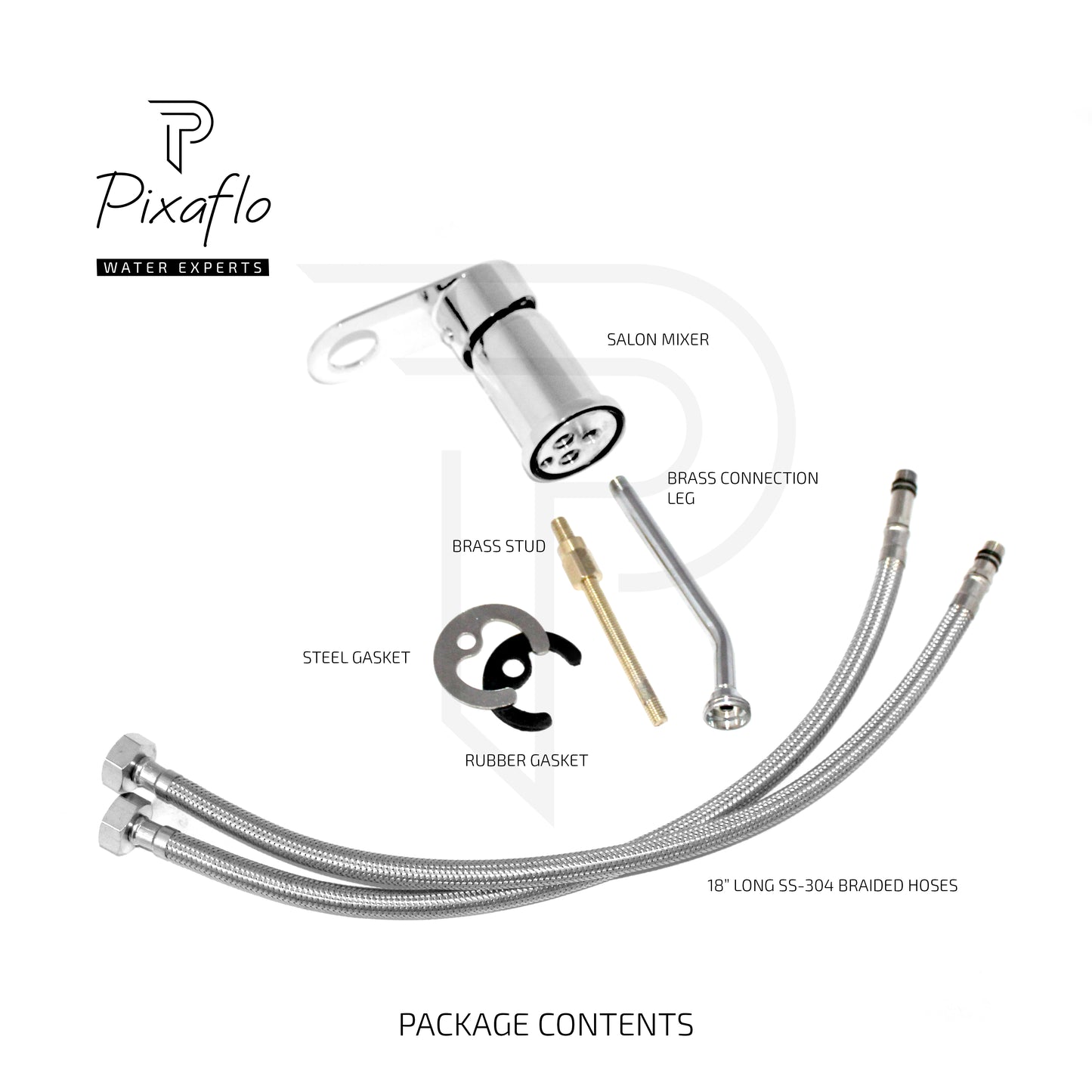 Pixaflo Admix Brass Single Lever Salon Mixer with Brass Connection Leg | Chrome Finish | Deck Mounted