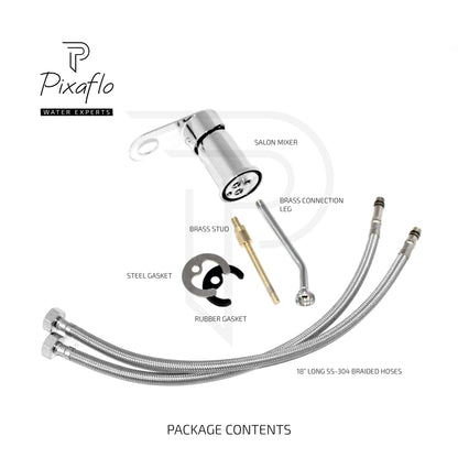 Pixaflo Admix Brass Single Lever Salon Mixer with Brass Connection Leg | Chrome Finish | Deck Mounted