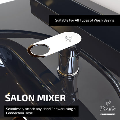 Pixaflo Admix Brass Single Lever Salon Mixer with Brass Connection Leg | Chrome Finish | Deck Mounted