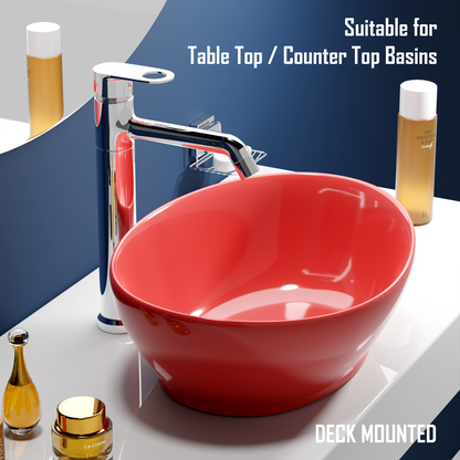 Pixaflo Admix-FX Brass Extended Hot & Cold Single Lever Basin Mixer Tall Boy with 24 inches Braided Hoses | 12 inches Tall | Chrome