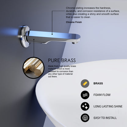 Pixaflo Admix Brass Bath Tub Spout with Wall Flange Combo | High Flow | Chrome | Pack of 2