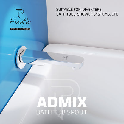 Pixaflo Admix Brass Bath Tub Spout with Wall Flange | High Flow | Chrome