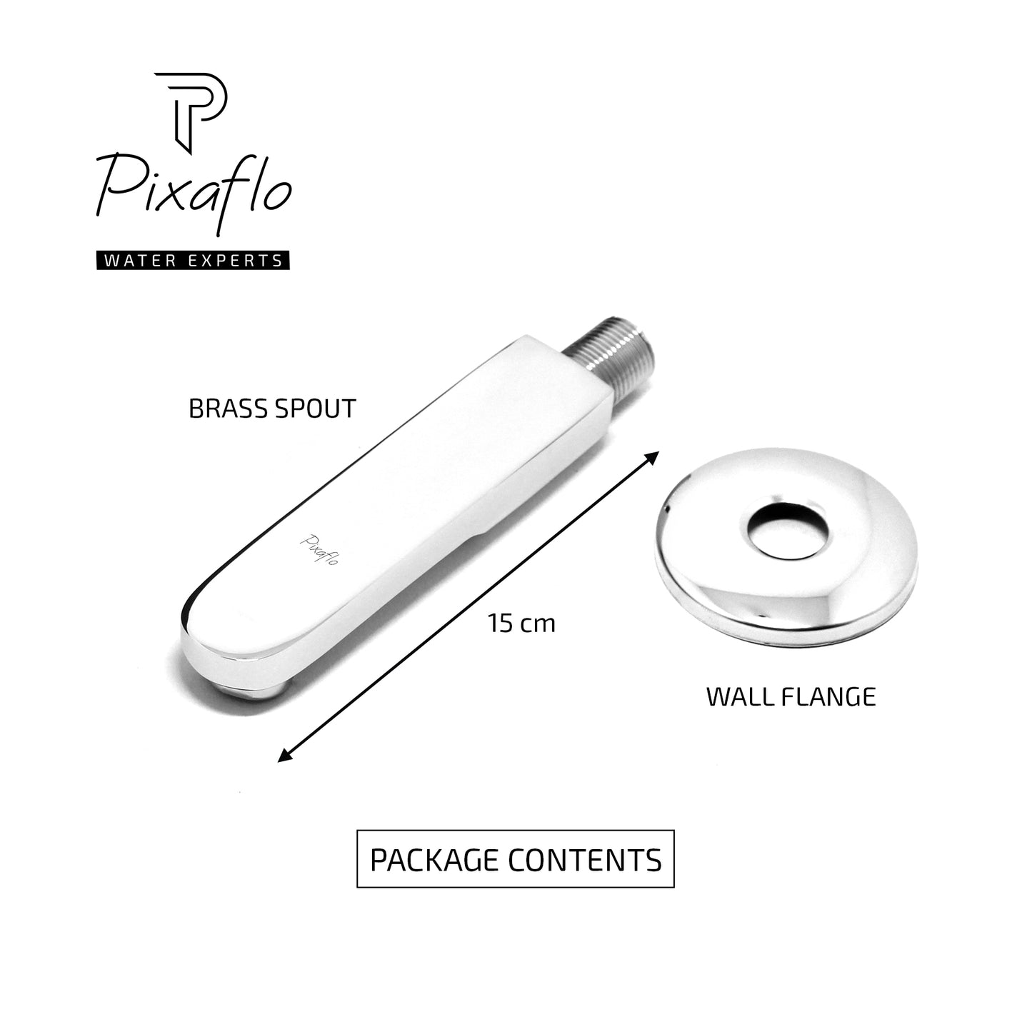 Pixaflo Admix Brass Bath Tub Spout with Wall Flange | High Flow | Chrome