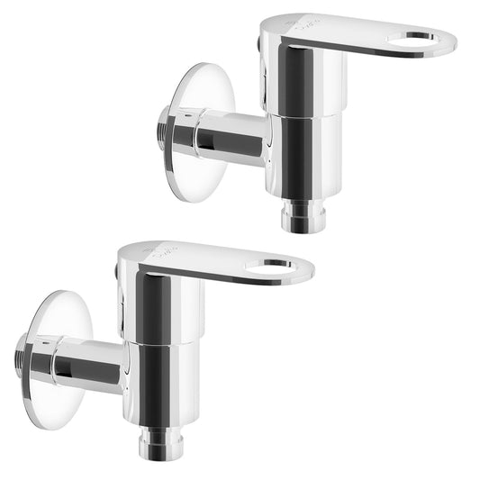 Pixaflo Admix Brass Washing Machine Tap with Wall Flange Combo | Chrome Finish | Pack of 2