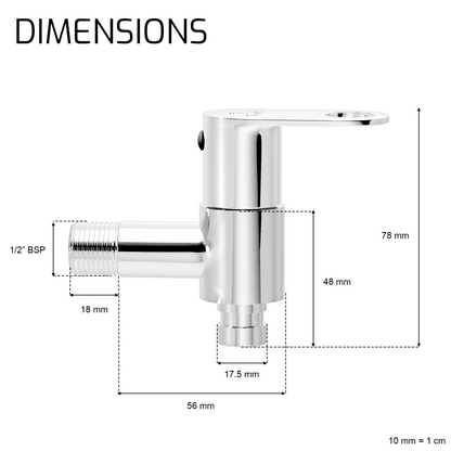 Pixaflo Admix Brass Washing Machine Tap with Wall Flange Combo | Chrome Finish | Pack of 2
