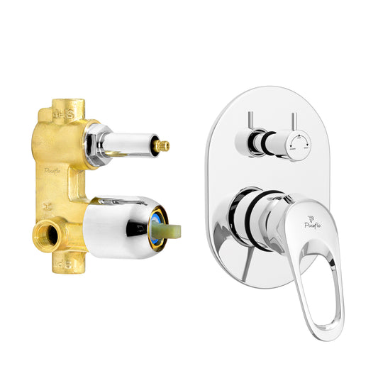 Pixaflo Brass Aquamax High Flow Single Lever 4 Way / 2 Inlet Diverter | Tic-Tac | Complete Set | Bathroom Shower System | Bathroom Mixer | Chrome Finish