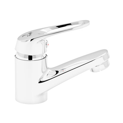 Pixaflo Aquamax Brass Single Lever Basin Mixer Tap with 18 inches Braided Hoses | Hot & Cold Deck Mounted Faucet | Chrome Finish