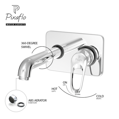 Pixaflo Aquamax Brass Concealed Single Lever Chrome Basin Mixer with Exposed Parts Kit | Complete Set
