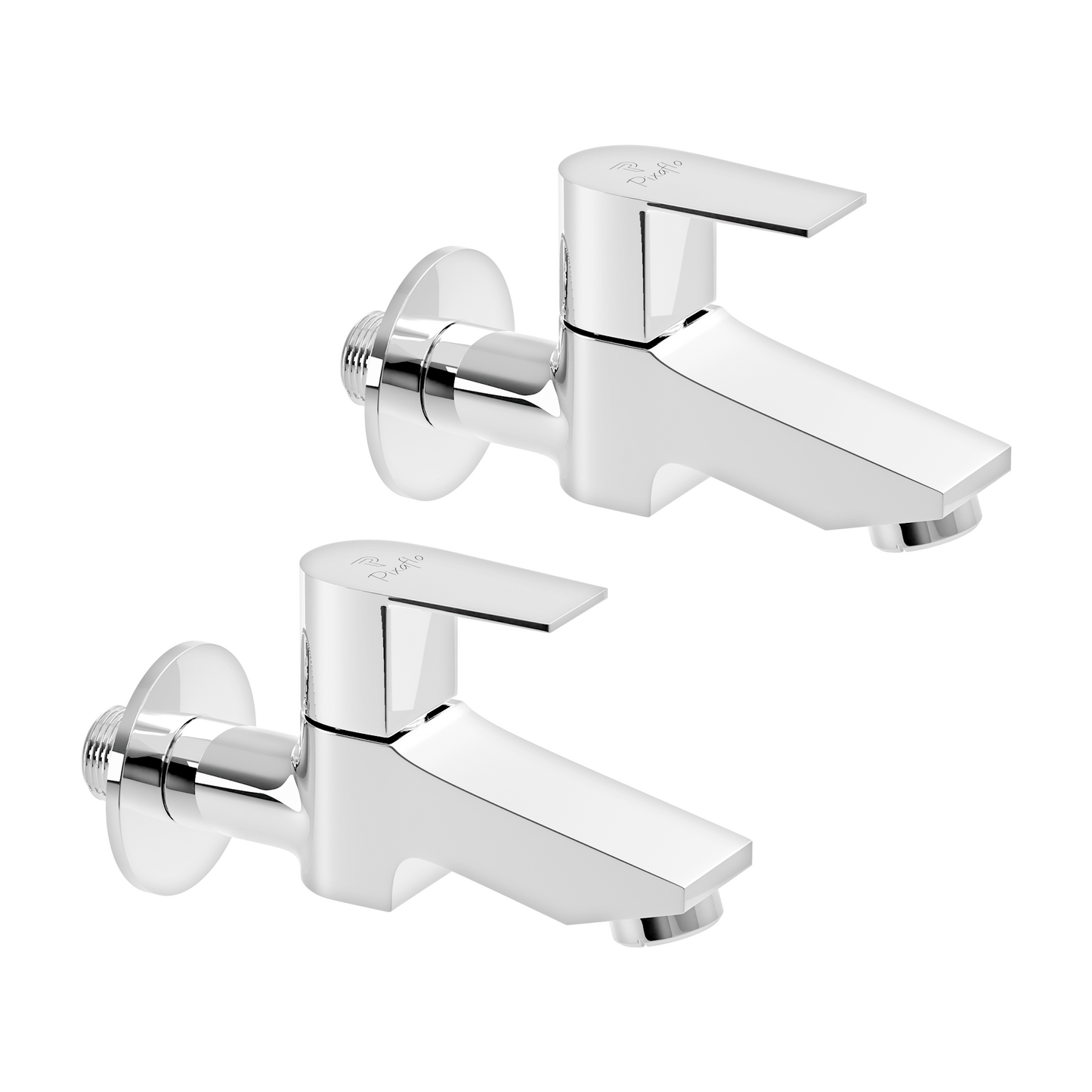 Pixaflo Hydric Brass Long Body Bib Cock Tap with Wall Flange Combo | Chrome | Pack of 2