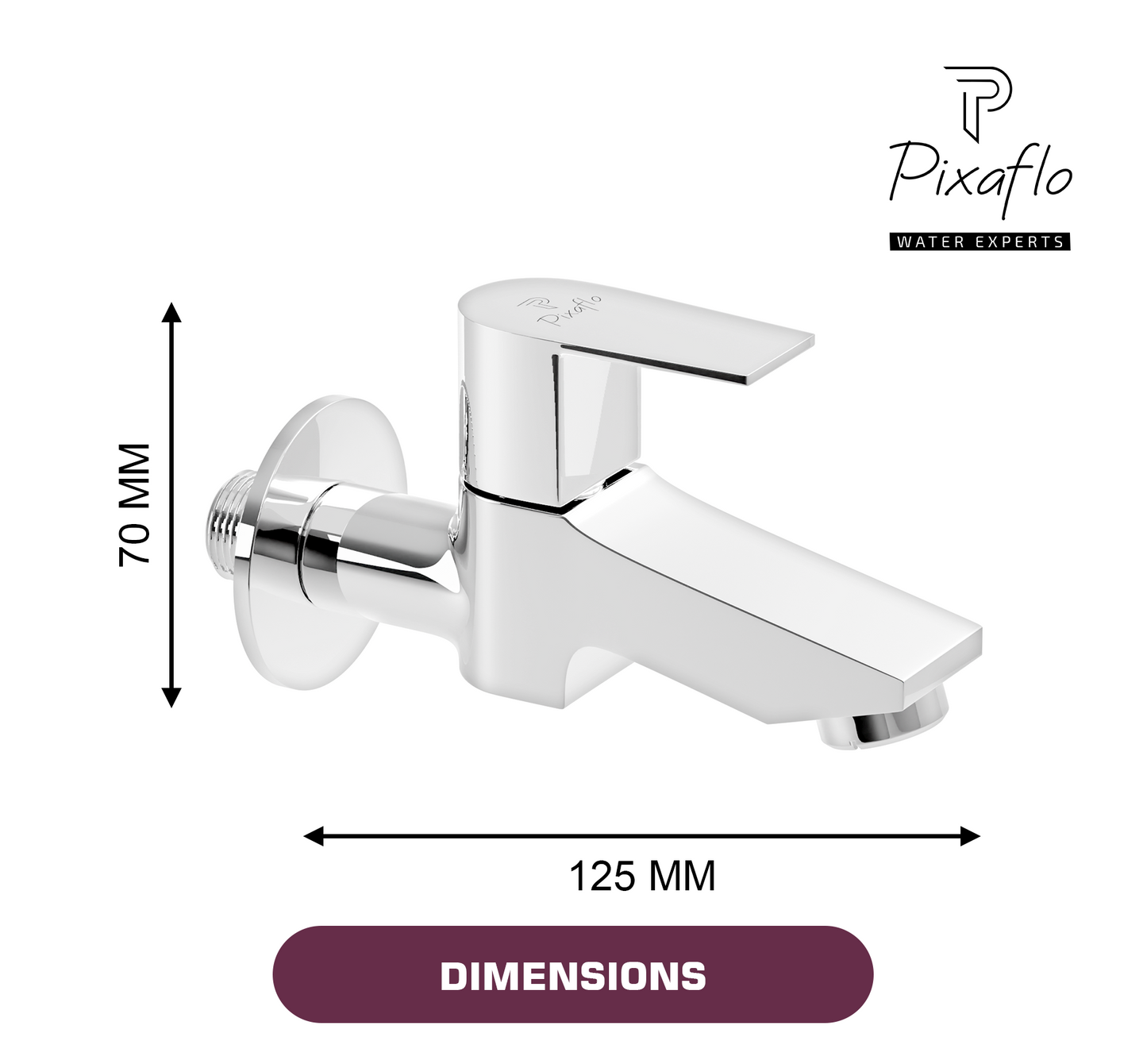 Pixaflo Hydric Brass Long Body Bib Cock Tap with Wall Flange Combo | Chrome | Pack of 2
