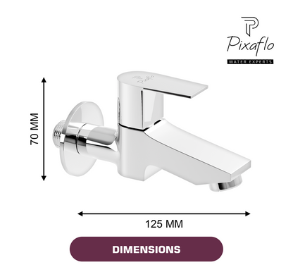 Pixaflo Hydric Brass Long Body Bib Cock Tap with Wall Flange Combo | Chrome | Pack of 2