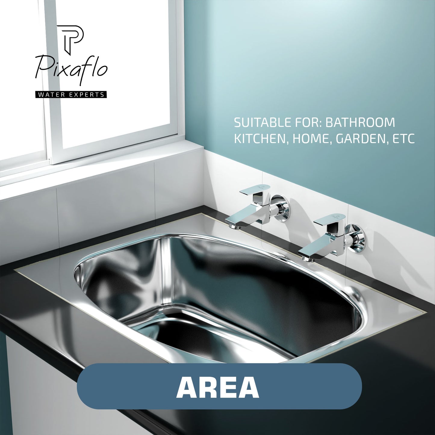 Pixaflo Hydric Brass Long Body Bib Cock Tap with Wall Flange Combo | Chrome | Pack of 2