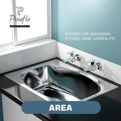 Pixaflo Hydric Brass Long Body Bib Cock Tap with Wall Flange Combo | Chrome | Pack of 2