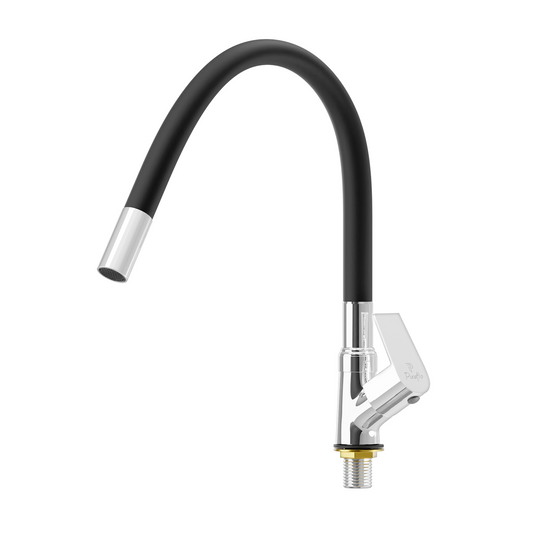 Pixaflo Area Brass Swan Neck Tap | with Black Foam Flow 360-degree Swivel Flexible Silicone Swivel Spout for Kitchen Sink and Wash Basin