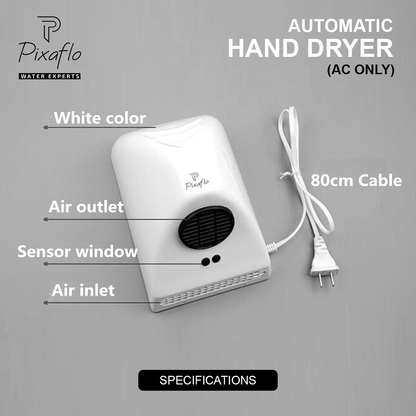 Pixaflo Plastic Automatic Hand Dryer | White | AC Only
