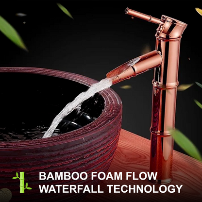 Pixaflo Bamboo Brass Extended Tall Body Hot & Cold Single Lever Basin Mixer 12" Antique Tap with 24 inches Long Braided Hoses | Rose Gold