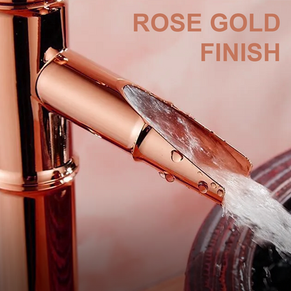 Pixaflo Bamboo Brass Extended Tall Body Hot & Cold Single Lever Basin Mixer 12" Antique Tap with 24 inches Long Braided Hoses | Rose Gold