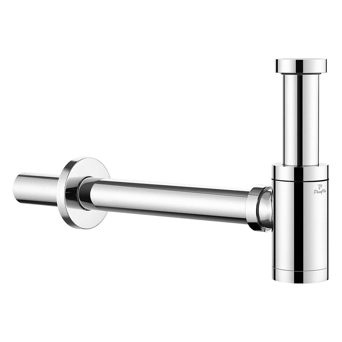 Pixaflo Premium Bottle Trap For Wash Basin and Kitchen Sink with Wall Flange | 12 inches Long Pipe | Chrome Finish