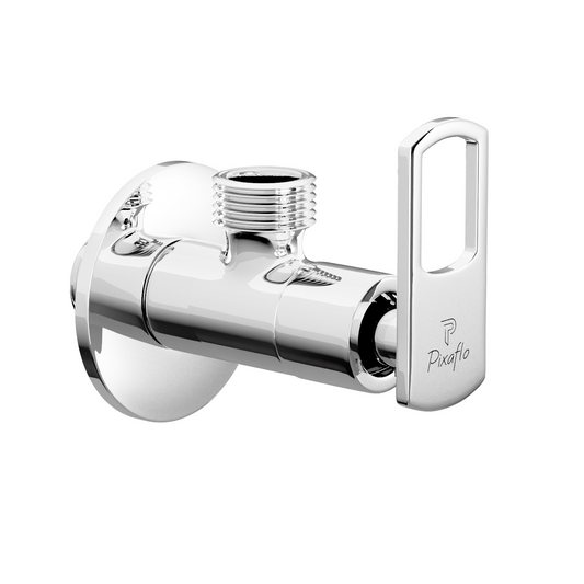 Pixaflo Cassia Brass Angle Valve | Stop Cock with Wall Flange | Chrome Finish