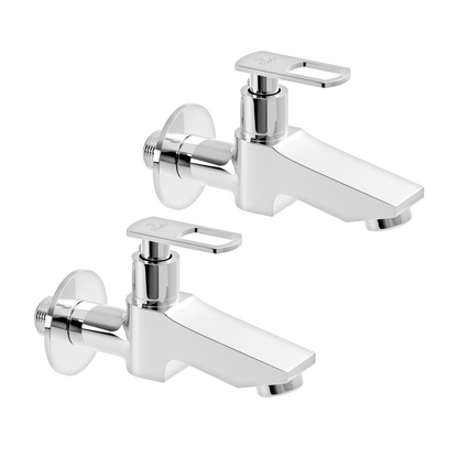 Pixaflo Hydric-A Brass Long Body Bib Cock Tap with Wall Flange Combo | Chrome | Pack of 2
