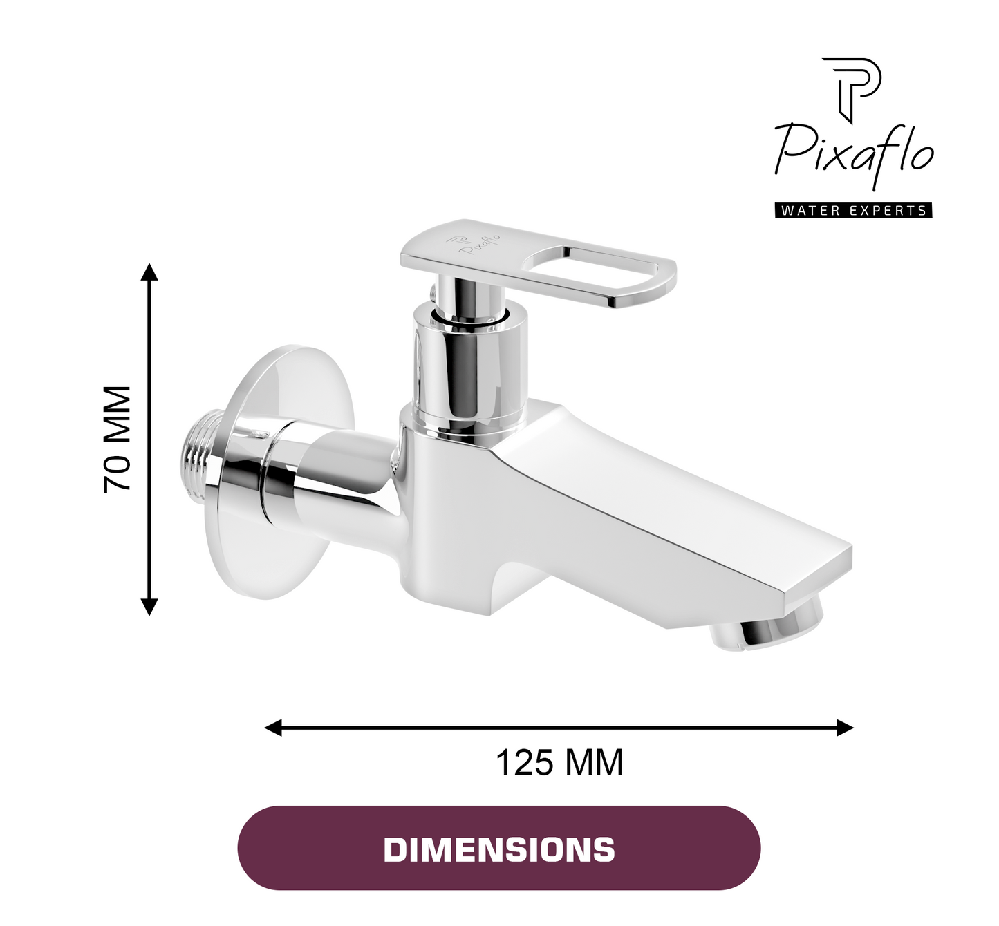 Pixaflo Hydric-A Brass Long Body Bib Cock Tap with Wall Flange Combo | Chrome | Pack of 2