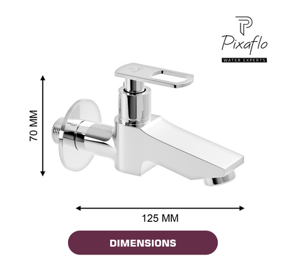 Pixaflo Hydric-A Brass Long Body Bib Cock Tap with Wall Flange Combo | Chrome | Pack of 2