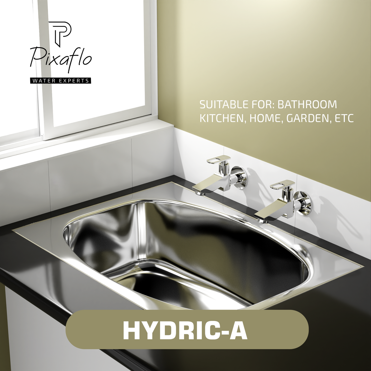 Pixaflo Hydric-A Brass Long Body Bib Cock Tap with Wall Flange Combo | Chrome | Pack of 2
