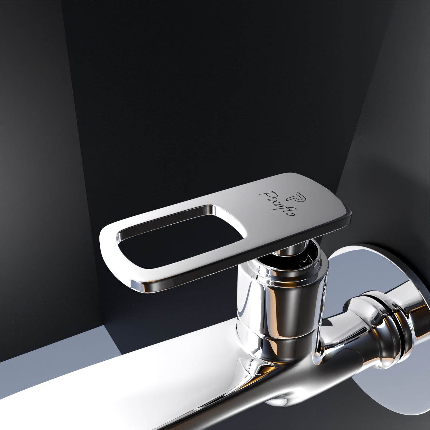 Pixaflo Cassia Brass Long Body Bib Cock Tap with Wall Flange Combo | Chrome | Pack of 2