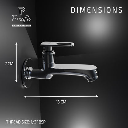 Pixaflo Cassia Brass Long Body Bib Cock Tap with Wall Flange Combo | Chrome | Pack of 2