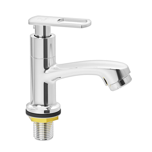 Pixaflo Cassia Brass Pillar Tap for Wash Basin | Pillar Cock | Quarter-Turn | Ceramic Disc Cartridge | Foam Flow | Chrome Finish
