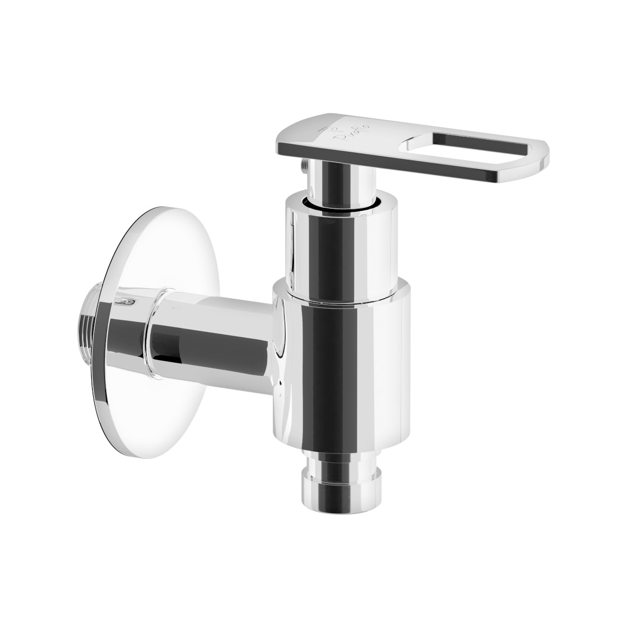 Pixaflo Cassia Brass Washing Machine Tap with Wall Flange | Chrome Finish