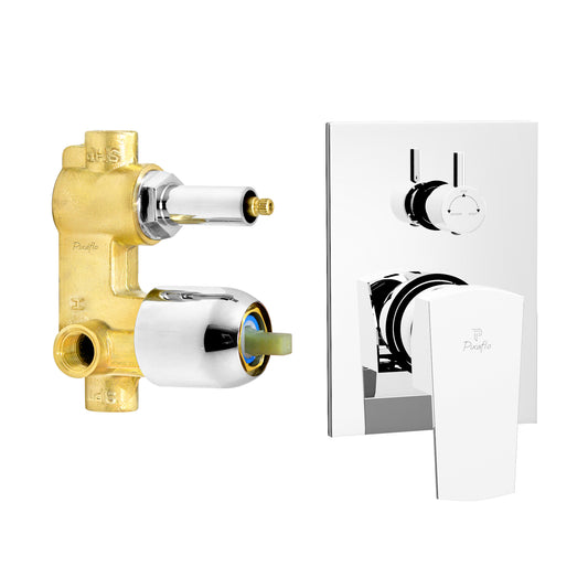 Pixaflo Brass Cubicle High Flow Single Lever 4 Way / 2 Inlet Diverter | Tic-Tac | Complete Set | Bathroom Shower System | Bathroom Mixer | Chrome Finish
