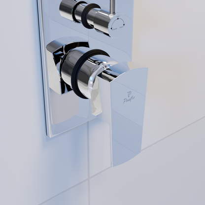 Pixaflo Brass Cubicle High Flow Single Lever 4 Way / 2 Inlet Diverter | Tic-Tac | Complete Set | Bathroom Shower System | Bathroom Mixer | Chrome Finish