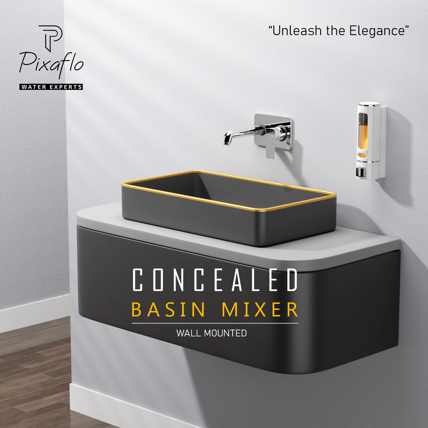 Pixaflo Cubicle Brass Concealed Single Lever Chrome Basin Mixer with Exposed Parts Kit | Complete Set