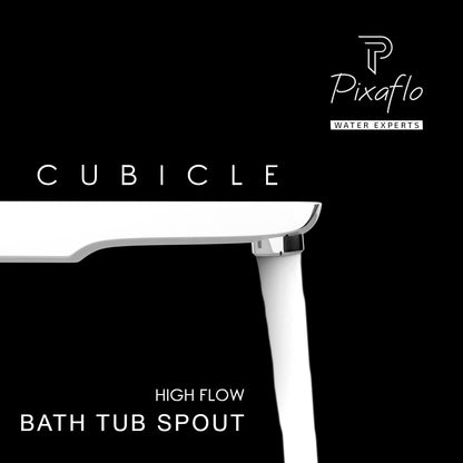 Pixaflo Cubicle Brass Bath Tub Spout with Wall Flange Combo | High Flow | Chrome | Pack of 2